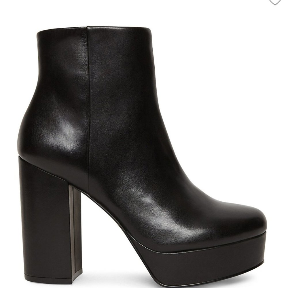 NWOT Steve Madden Gratify Boot Black Block Heel Platform Booties Size 7.5